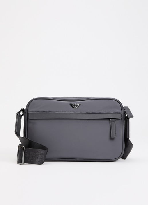Armani Crossbodytas met afneembare schouderriem en logo - voorkant blauwgrijs