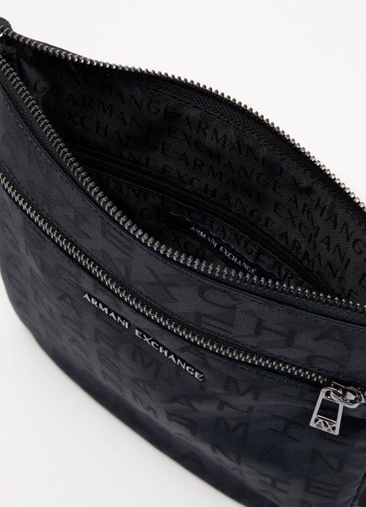 Armani Crossbodytas met logoprint - detail donkerblauw