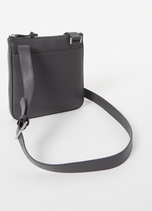 Armani Crossbodytas van leer met logo - achterkant 4 donkerbruin
