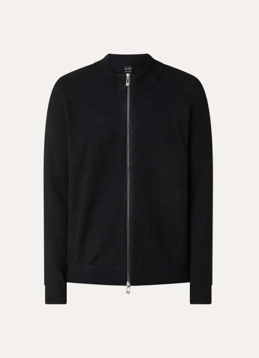 Armani Fijngebreid vest in scheerwolblend - voorkant 3 zwart
