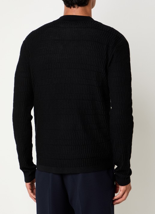 Armani Fijngebreid vest in wolblend - achterkant zwart