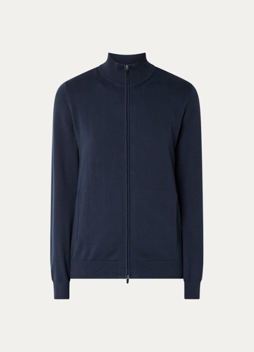 Armani Fijngebreid vest met opstaande kraag - voorkant 3 indigo