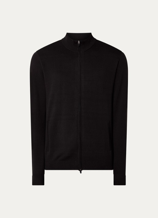 Armani Fijngebreid vest met steekzakken  - voorkant zwart