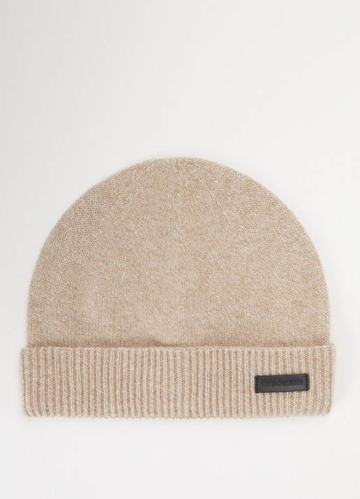 Armani Fijngebreide muts van kasjmier - voorkant beige