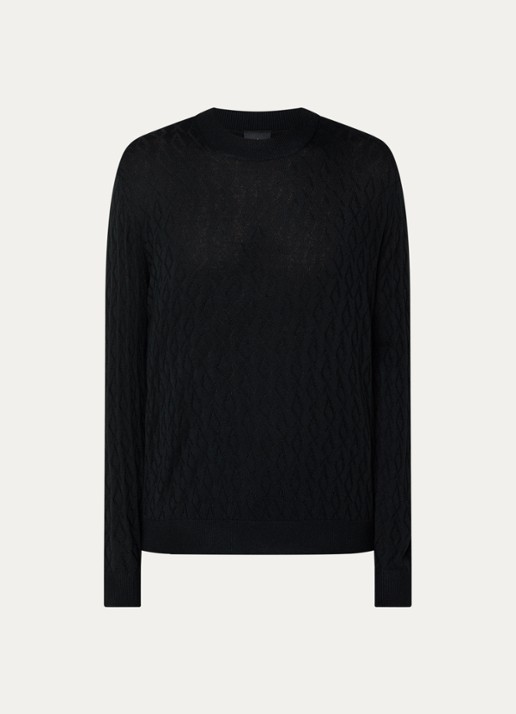 Armani Fijngebreide pullover in scheerwolblend  - voorkant 2 zwart