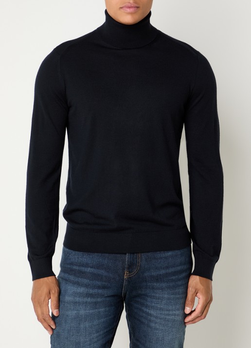 Armani Fijngebreide pullover in wolblend met col