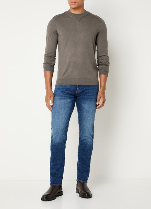 Armani Fijngebreide pullover in wolblend met ronde hals - voorkant 4 grijs