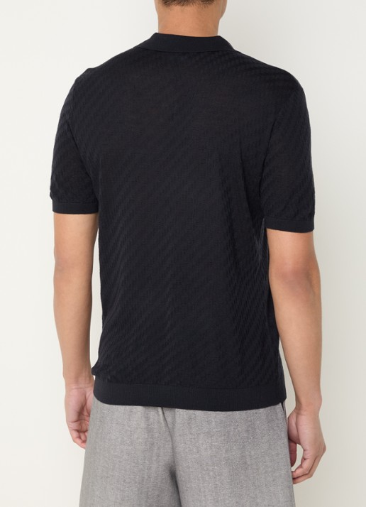 Armani Fijngebreide pullover in wolblend - achterkant donkerblauw