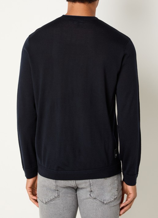 Armani Fijngebreide pullover in wolblend - achterkant 2 donkerblauw