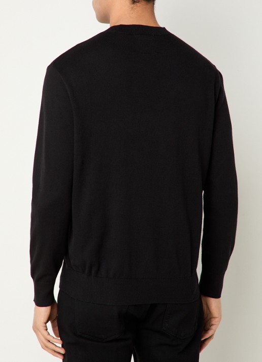 Armani Fijngebreide pullover in zijdeblend met logoborduring - achterkant zwart