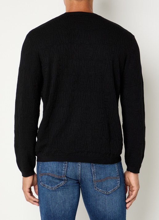 Armani Fijngebreide pullover met ingebreid patroon - achterkant 4 zwart
