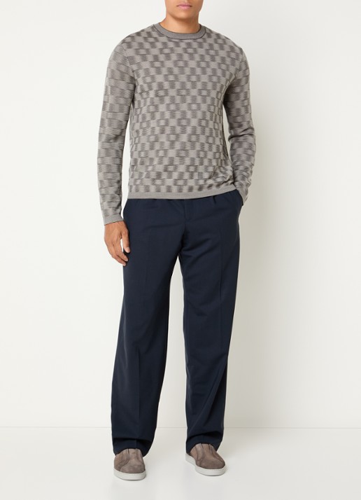 Armani Fijngebreide pullover met ingebreid patroon - voorkant 3 grijs