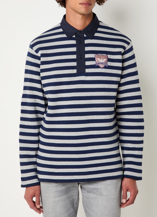 Armani Fijngebreide pullover met polokraag en logoborduring - detail 4 donkerblauw