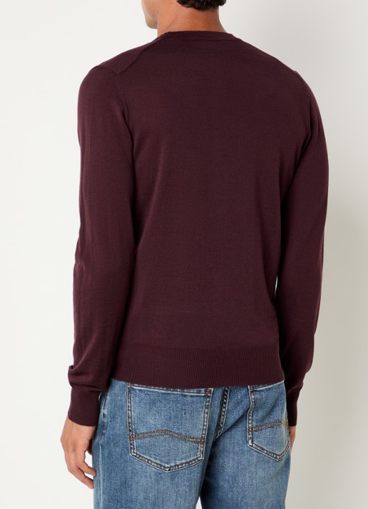 Armani Fijngebreide pullover van scheerwol - achterkant 4 bordeauxrood