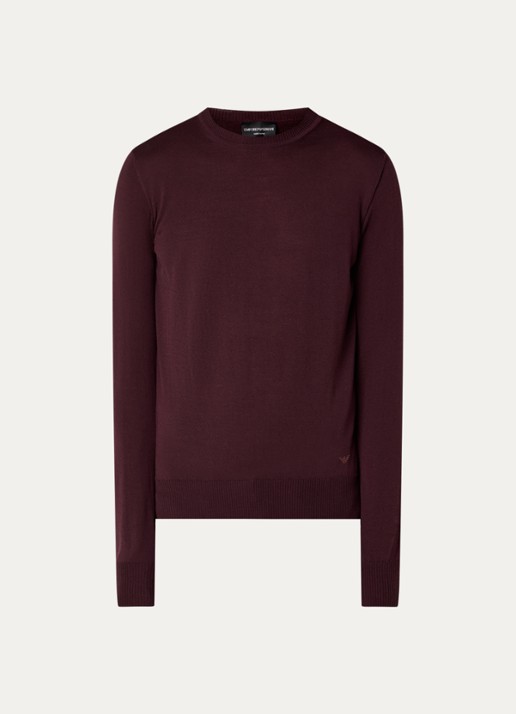 Armani Fijngebreide pullover van scheerwol - voorkant 2 bordeauxrood