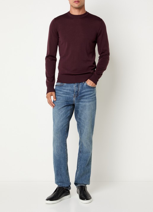 Armani Fijngebreide pullover van scheerwol - voorkant 3 bordeauxrood