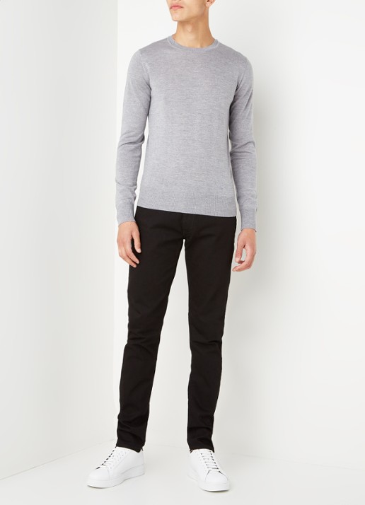 Armani Fijngebreide pullover van wol - voorkant 3 lichtgrijs
