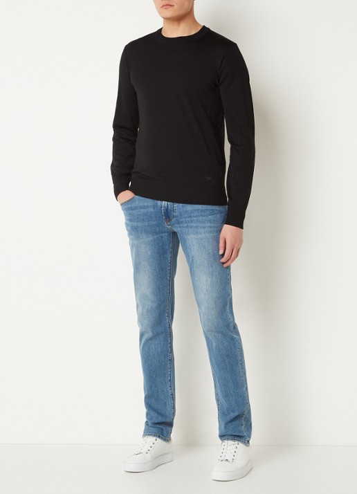 Armani Fijngebreide pullover van wol - voorkant 3 zwart