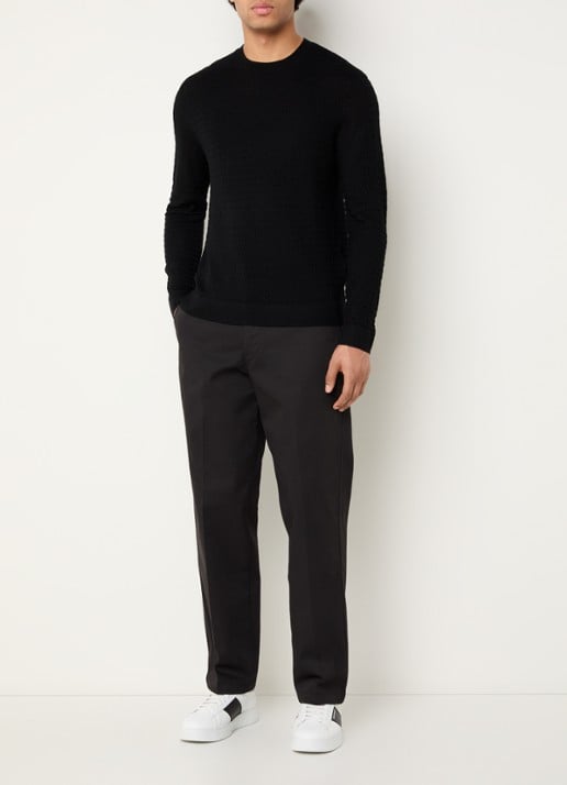 Armani Fijngebreide pullover van wol - voorkant 3 zwart