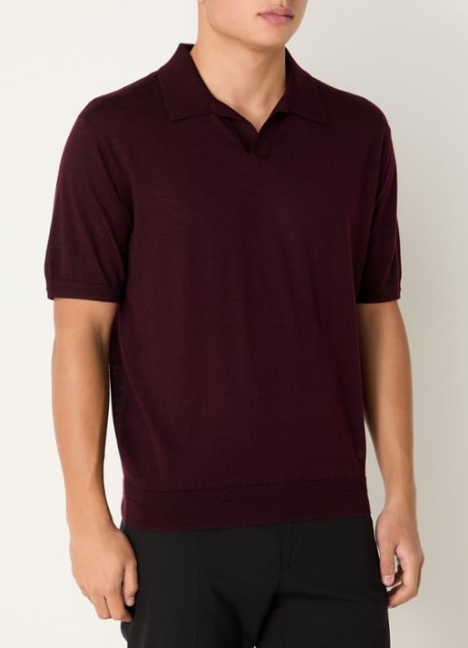 Armani Fijngebreide regular fit polo in zijdeblend