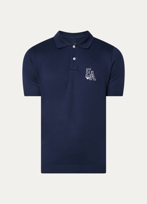 Armani Fijngebreide regular fit polo - voorkant 2 donkerblauw
