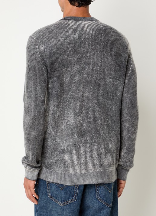 Armani Fijngebreide trui in wolblend met print - achterkant 2 grijsmele