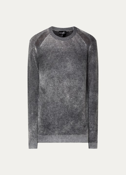Armani Fijngebreide trui in wolblend met print - voorkant 3 grijsmele