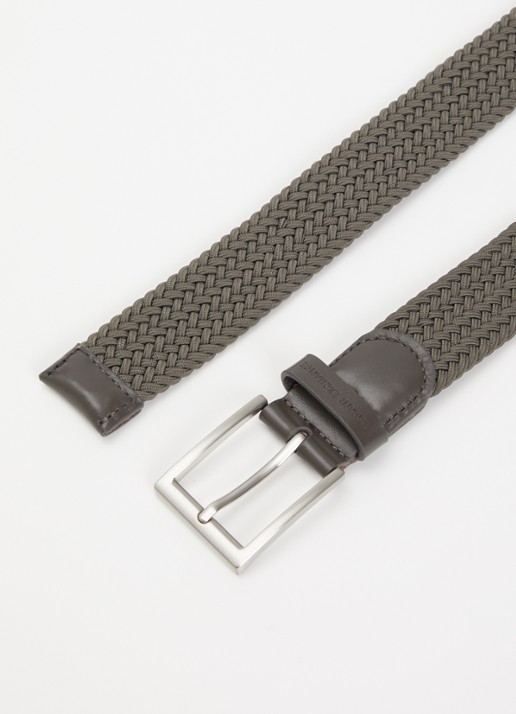 Armani Gevlochten riem met leren details - detail 2 olijfgroen