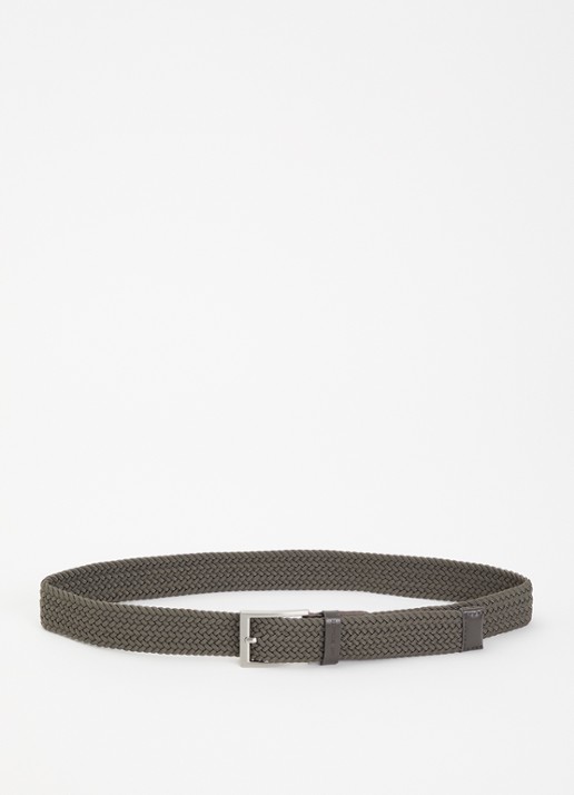 Armani Gevlochten riem met leren details - voorkant olijfgroen