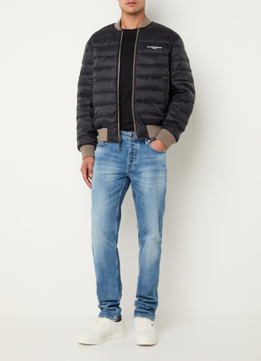 Armani Gewatteerd bomberjack met donsvulling en flockprint - voorkant 3 camel
