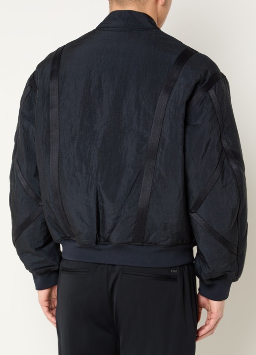 Armani Gewatteerd bomberjack met logo en ritszakken - achterkant donkerblauw