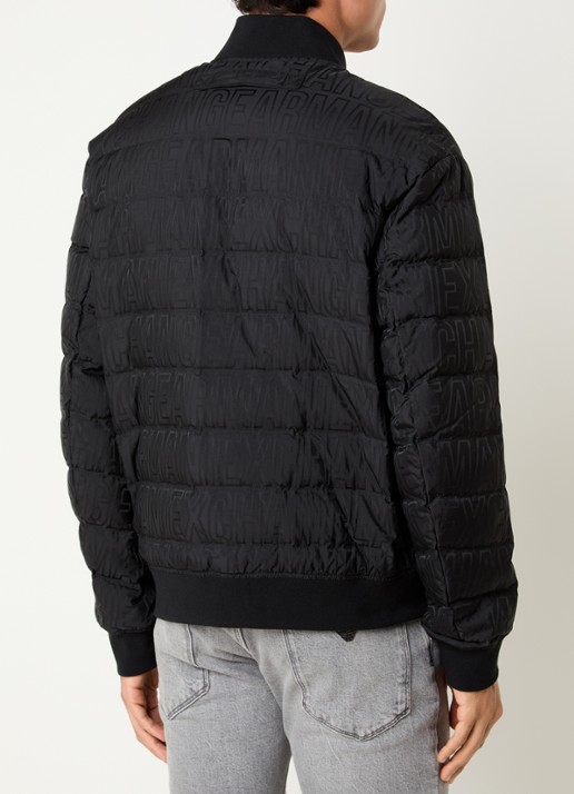Armani Gewatteerd bomberjack met logoprint - achterkant 4 zwart