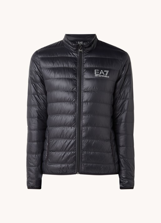 Armani Gewatteerd jack met donsvulling en logo - voorkant zwart