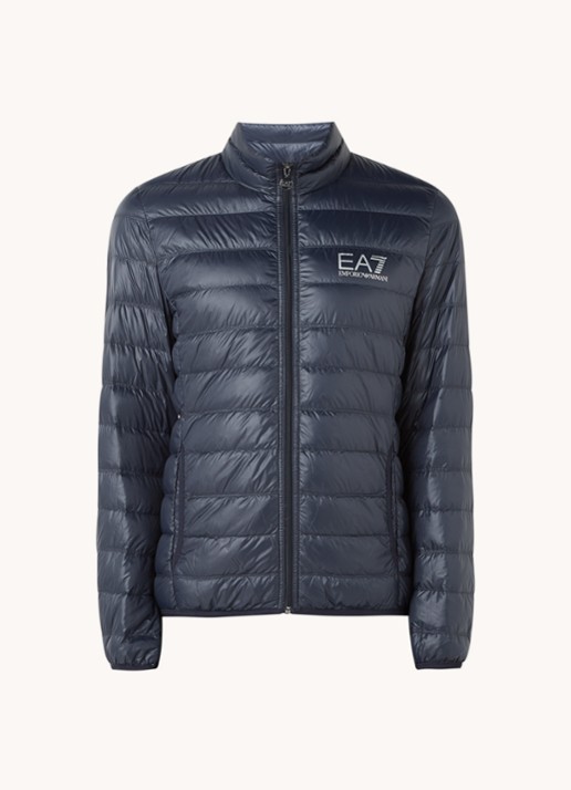 Armani Gewatteerd jack met donsvulling en logo - voorkant donkerblauw