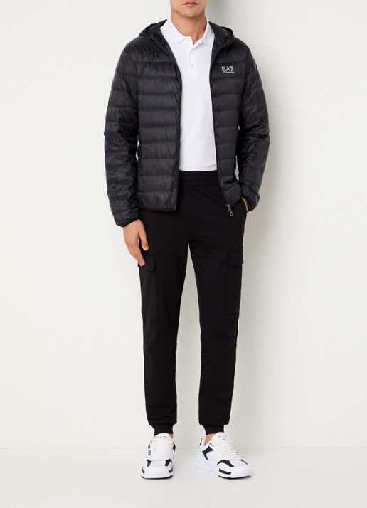 Armani Gewatteerd jack met donsvulling en logo - voorkant 2 zwart