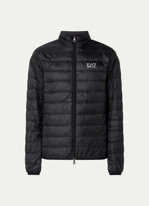 Armani Gewatteerd jack met donsvulling en logo - voorkant zwart