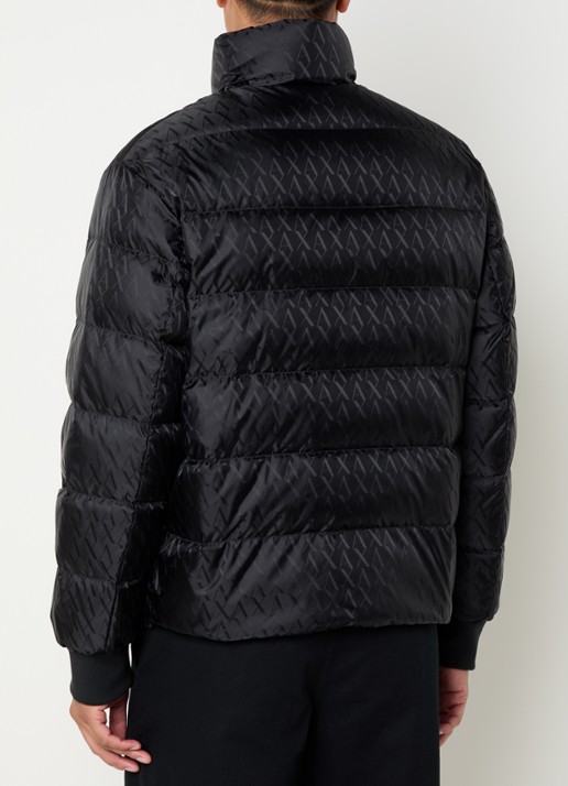 Armani Gewatteerd jack met donsvulling en logoprint - achterkant zwart
