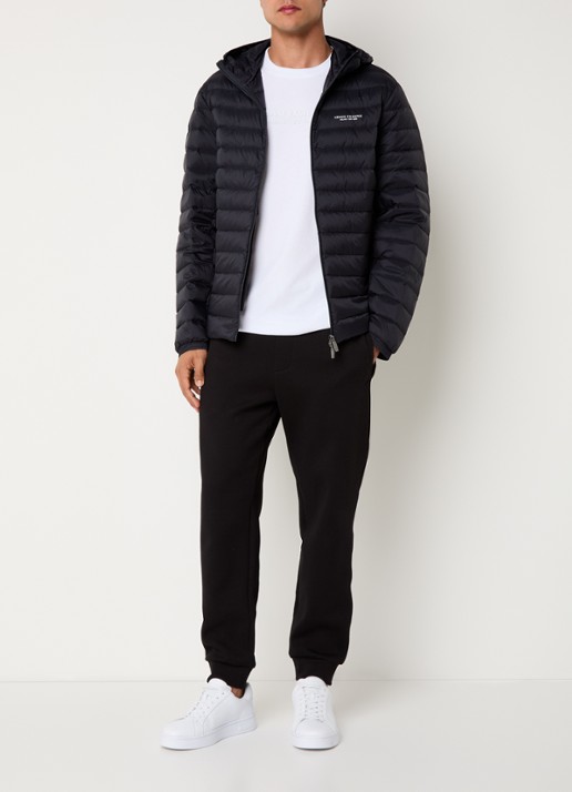 Armani Gewatteerd jack met donsvulling en ritszakken - voorkant 3 donkerblauw