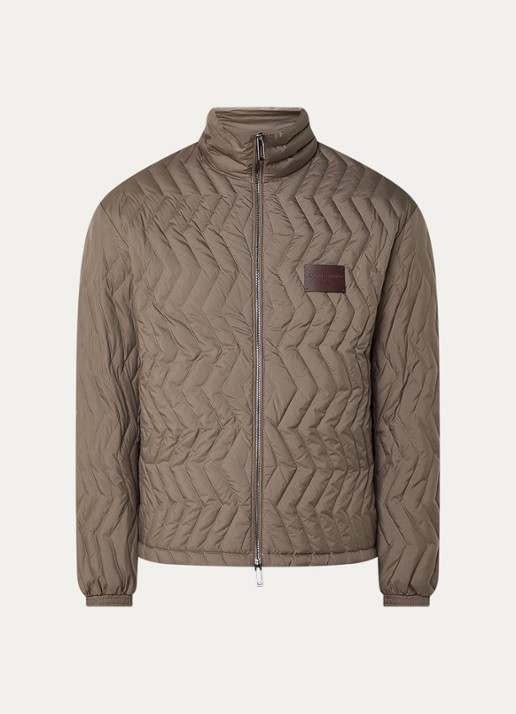 Armani Gewatteerd jack met donsvulling - voorkant bruin