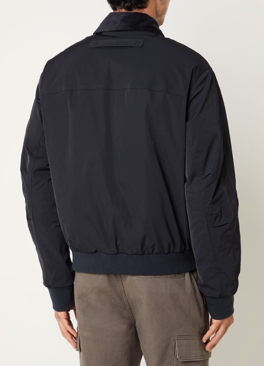 Armani Gewatteerd jack met kraag van corduroy - achterkant 4 donkerblauw