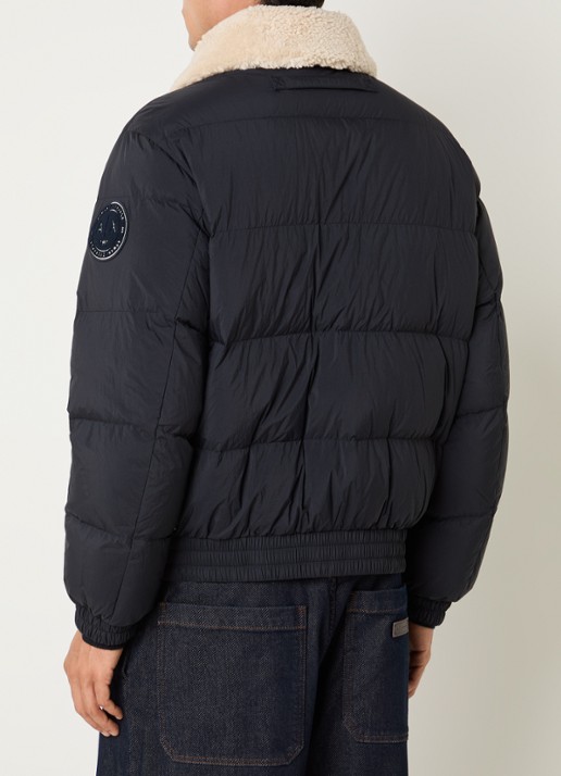 Armani Gewatteerd jack met kraag van imitatiebont en donsvulling - achterkant 3 donkerblauw
