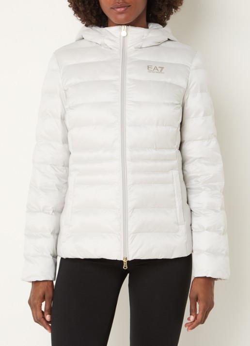 Armani Gewatteerd jack met logo en capuchon