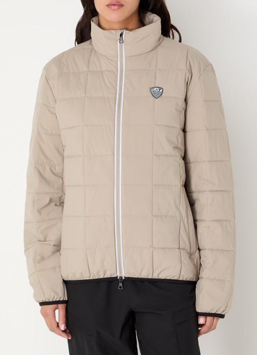 Armani Gewatteerd jack met logo en donsvulling - detail 2 donkerbeige