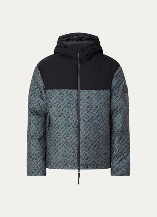 Armani Gewatteerd jack met logoprint  - voorkant 2 bronsgroen