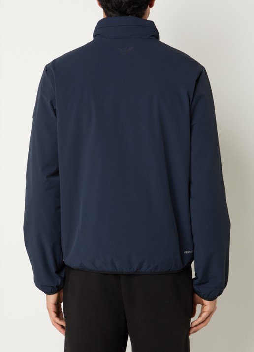 Armani Gewatteerd jack met quilt patroon en ritszakken - achterkant 4 donkerblauw