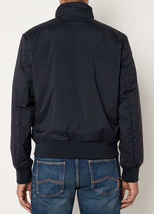 Armani Gewatteerd jack met ritszakken en logo - achterkant donkerblauw