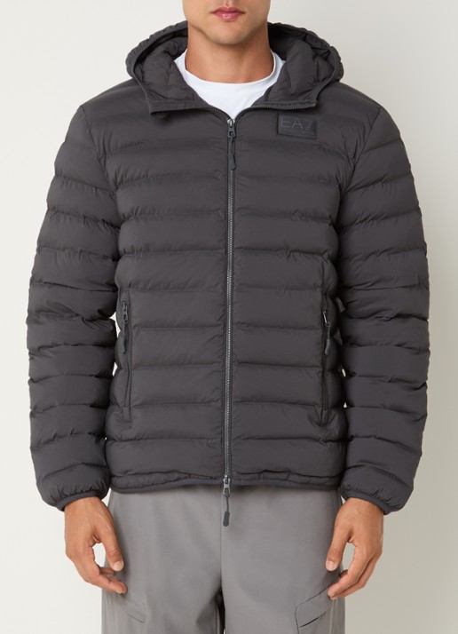 Armani Gewatteerd jack met ritszakken - detail antraciet