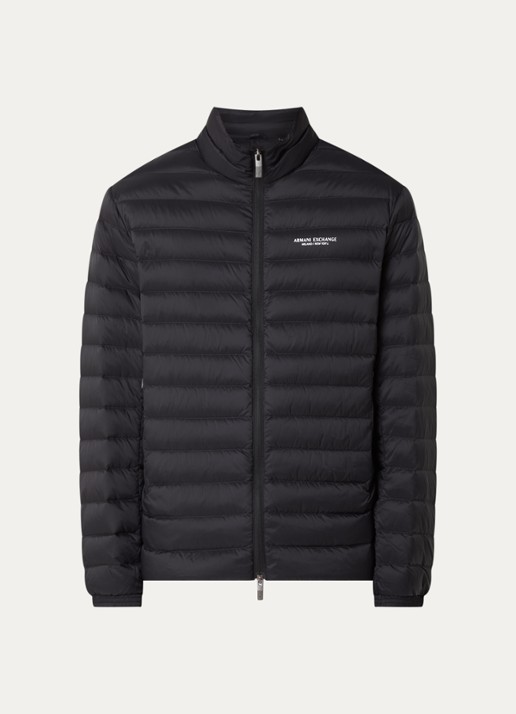 Armani Gewatteerd jack met steekzakken - voorkant 2 zwart
