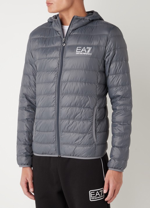 Armani Gewatteerd trainingsjack met donsvulling en logo - detail 3 donkergrijs