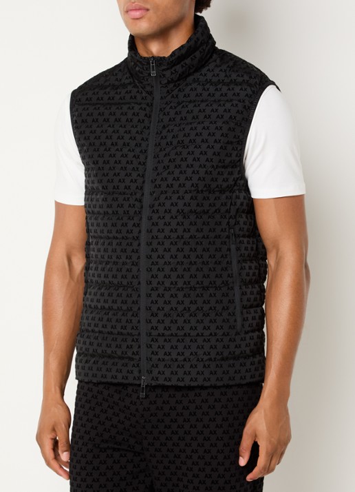 Armani Gewatteerde bodywarmer met donsvulling en flock logoprint